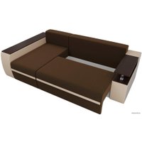 Угловой диван Лига диванов Майами 103028 (левый, микровельвет/экокожа, коричневый/бежевый)