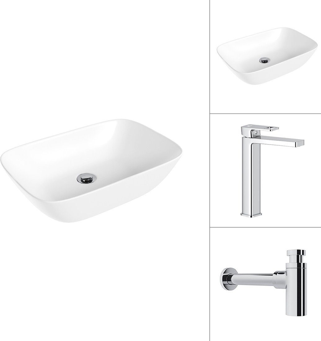 Умывальник Lauter 21454 + Cascade 21СК0655C + сифон 21635CH (хром)