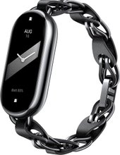 Smart Band 8 (серый, с черным ремешком из кожи и металла, китайская версия)