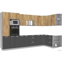 Готовая кухня Интерлиния Мила Лайт 1.68x3.4 правая без столешницы (дуб золотой/антрацит)