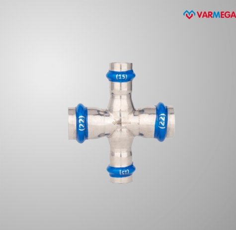 

Фитинг Varmega Крестовина раструбная Inox Press 22x15x22x15 VM725002215
