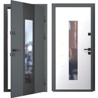 Металлическая дверь Guard Inox Black 96x205 (правая, графит/экосатин белый) в Гродно