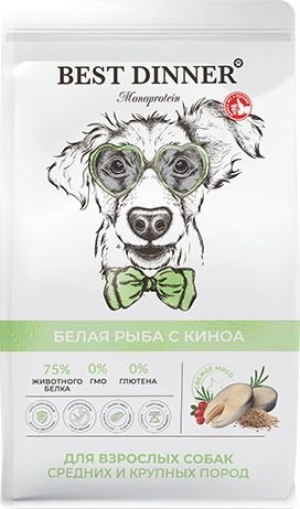 

Сухой корм для собак Best Dinner Monoprotein Adult Medium&Maxi Fish&Quinoa (2 кг)