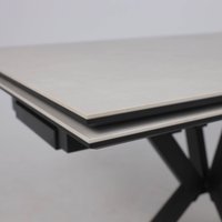 Кухонный стол Lepremo AV 2111 МДФ+керамика раздвижной 1200-1800x800 (серый матовый Carmen Light Grey/черный)