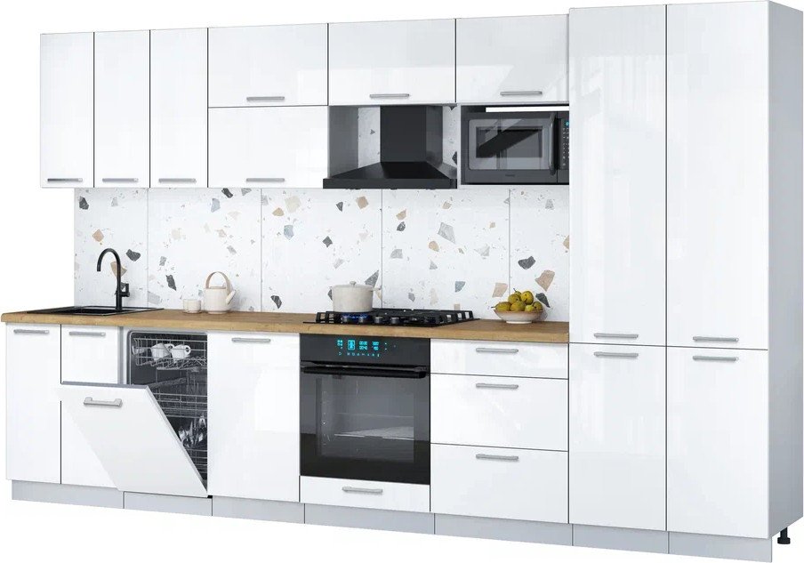 

Готовая кухня Интерлиния Мила Gloss 3.5-ПМ4 (белый глянец/белый глянец/дуб бунратти)