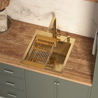 Кухонная мойка Basic CL DS Decor 45x50 (золото, коландер, дозатор)