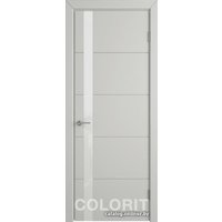 Межкомнатная дверь Юркас Colorit К4 ДО 60x200 (эмаль светло-серая, lacobel белый лак)