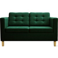 Диван Brioli Дилли клетка Д двухместный (рогожка, J8 темно-зеленый/светл. н.)