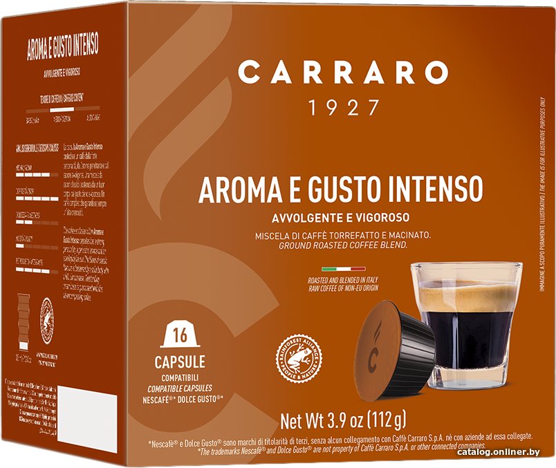 Кофе в капсулах Carraro Aroma E Gusto Intenso Dolce Gusto 16 шт
