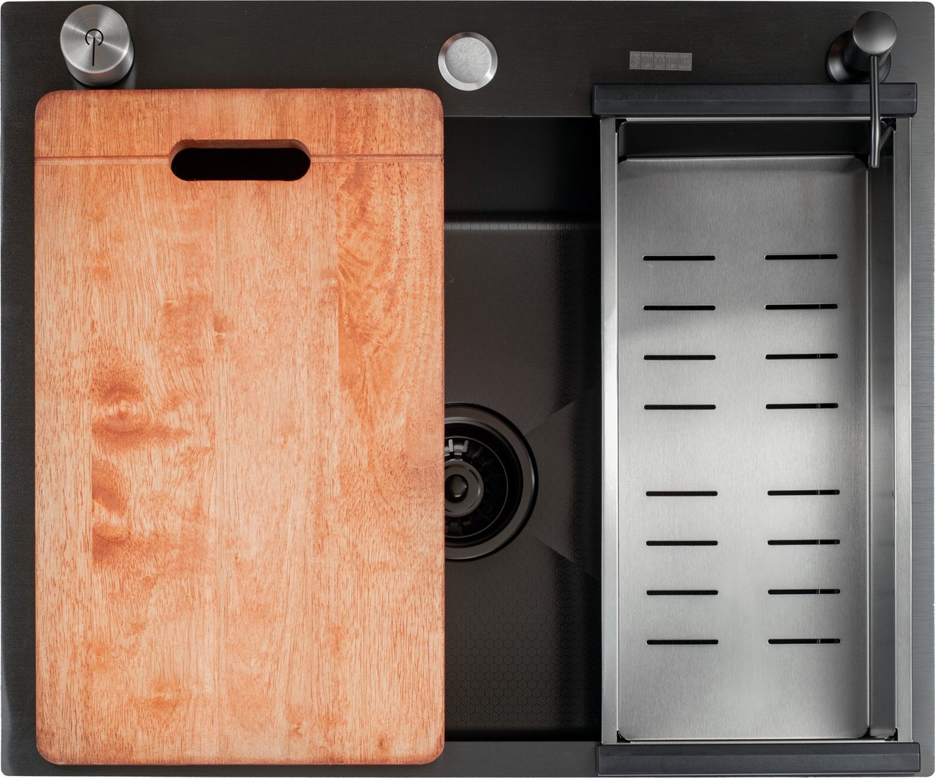 Кухонная мойка Futur FK 5050 Eco Embossing Pop-up Board plus (Black Nano)