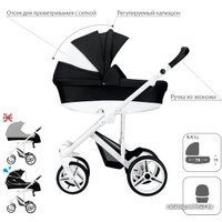 Универсальная коляска BEBETTO Magnum (3 в 1, 202, белая рама)