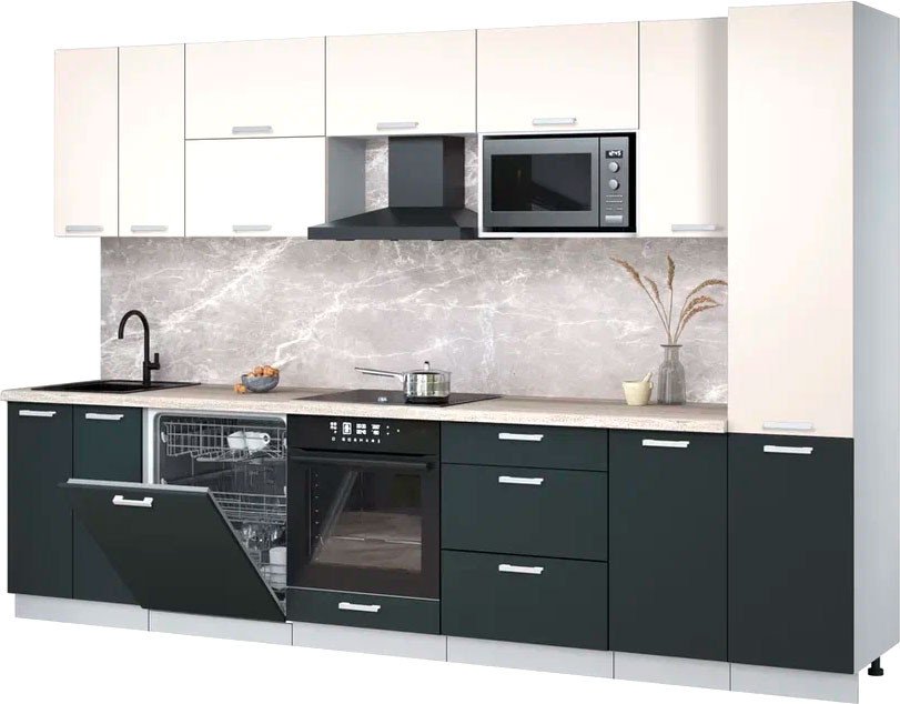 

Готовая кухня Интерлиния Мила Лайт 3.2-ПМ2 (персидский жемчуг/антрацит/травертин серый)