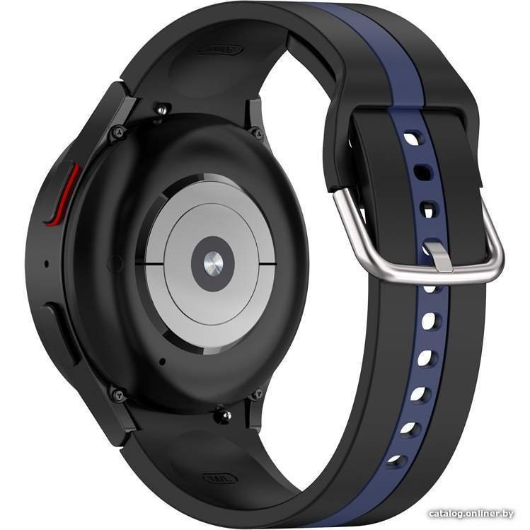 Ремешок Rumi Sport Line силиконовый для Samsung Galaxy Watch4/5/6 (20 мм, черный/синий)