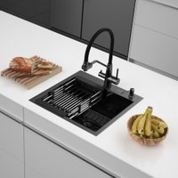 Кухонная мойка ARFEKA ECO AR мойка 500*500, коландер, дозатор BLACK