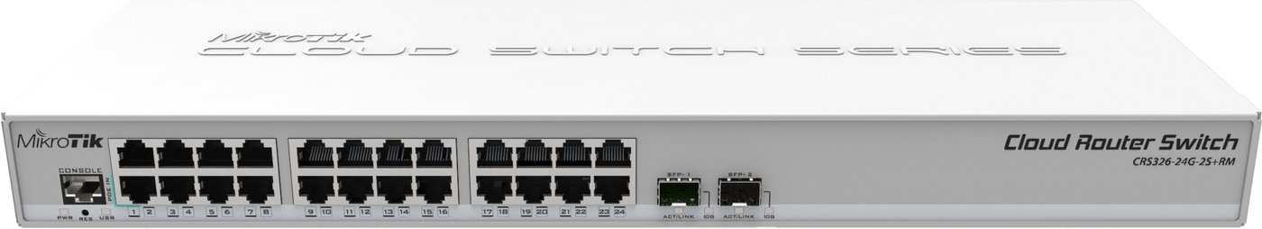 

Управляемый коммутатор 3-го уровня Mikrotik CRS326-24G-2S+RM