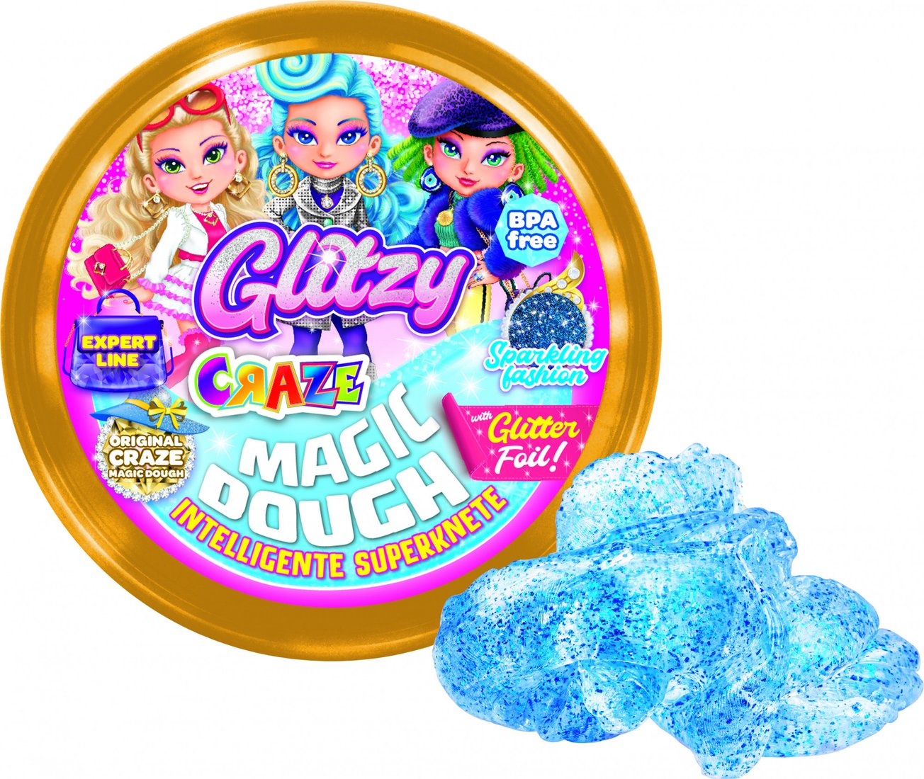 

Тесто для лепки Craze Magic Dough Попрыгунчик Блеск Модный блеск 35450.B (голубой)