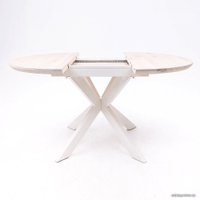 Кухонный стол ОКА Раунд 100-140x75 (дуб беленый/белый)