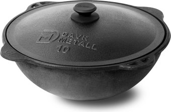 Казан Davr Metall с крышкой плоское дно (10 л)