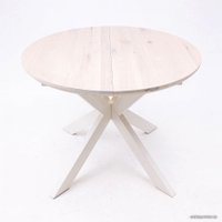Кухонный стол ОКА Раунд 100-140x75 (дуб беленый/белый)