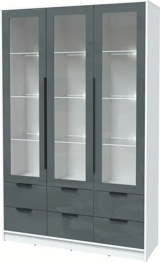 

Шкаф-витрина Интерлиния Концепт КТ-ШВ3 с подсветкой Глосс (белый платинум/асфальт глянец)