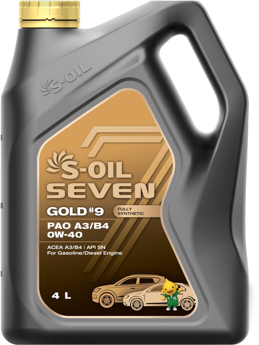 

Моторное масло S-OIL SEVEN GOLD #9 PAO A3/B4 0W-40 4л