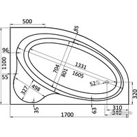 Ванна Santek Эдера 170x110 R 1WH111994 (с каркасом и экраном)