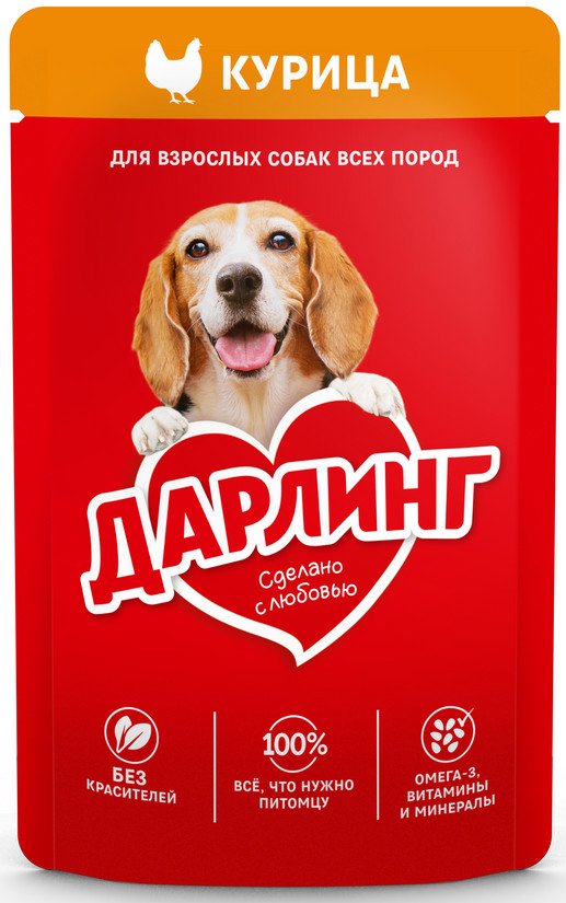 

Консервированный корм для собак Дарлинг Курица в подливе 75 г