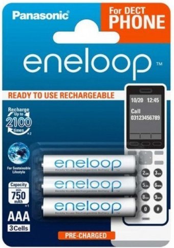 Panasonic Eneloop AAA 750mAh 3 шт BK-4MCCE/3DE