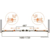 Стеклянная шторка для ванны Cezares RELAX-VF-2-170/145-P-Bi