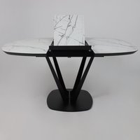 Кухонный стол Listvig Merlin 110-150х75 (МДФ+HPL-пластик белый Monte Belo/черный)