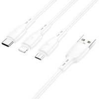 Кабель Borofone BX71 USB Type-A - Lightning / Micro-USB / USB-C (1 м, белый)