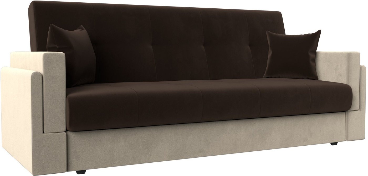 

Диван Лига диванов Лига-015 117969 (микровельвет коричневый/микровельвет бежевый/подушки микровельвет коричневый)