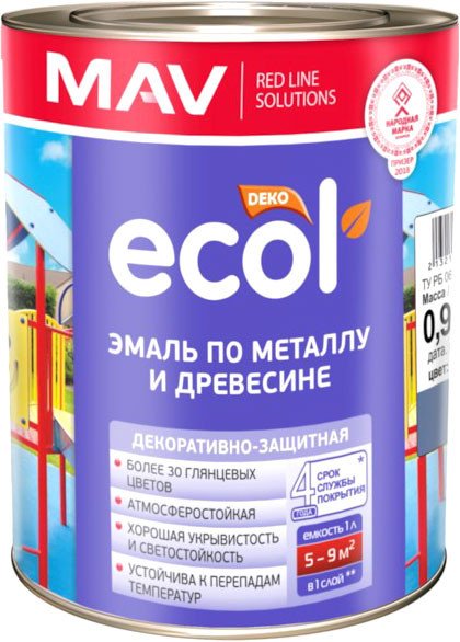 

Эмаль MAV Ecol ПФ-115 0.9 кг (защитный)