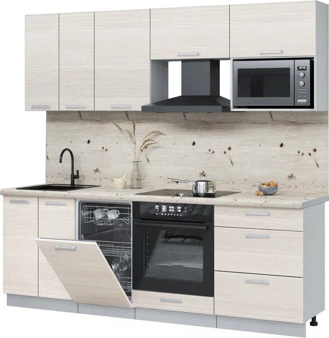 

Готовая кухня Интерлиния Мила Лайт 2.25-ПМ4 (вудлайн кремовый/вудлайн кремовый/бискайская сосна)