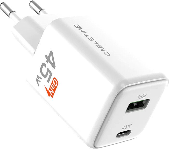 Сетевое зарядное Cabletime GA45W (белый)
