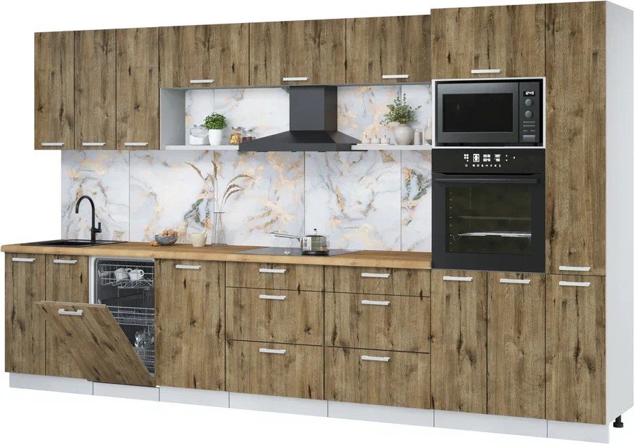 

Готовая кухня Интерлиния Мила Лайт 3.6-ПМ3 (дуб веллингтон/дуб веллингтон/дуб бунратти)