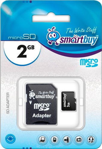 Карта памяти SmartBuy microSD 2 Гб + SD адаптер (SB2GBSD-01)