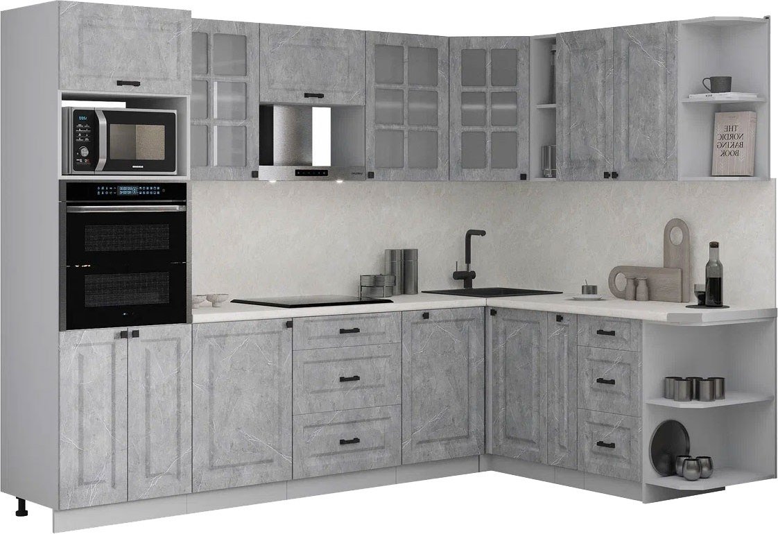 

Готовая кухня Интерлиния Мила Деко 1.88x2.8 PR (керамика/керамика/опал светлый)