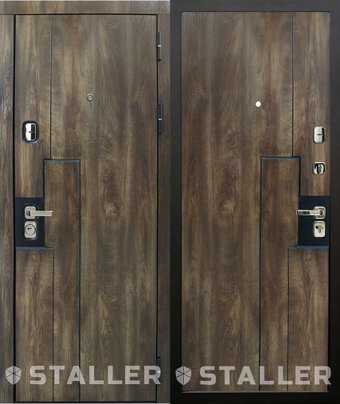 Металлическая дверь Сталлер Крона 205x96R (дуб коньяк/дуб коньяк)