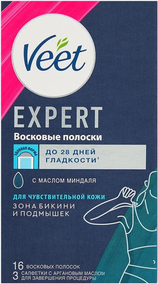 Полоска для депиляции Veet Expert для чувствительной кожи 16 шт