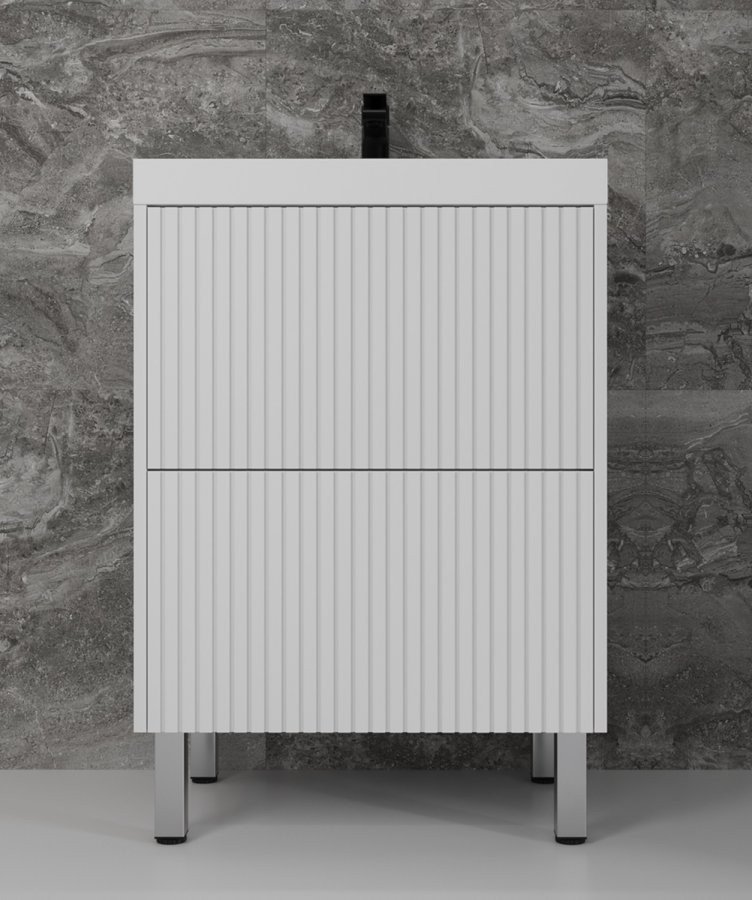 

Symbolite Тумба под умывальник Стокгольм 60 Classic Push 2 ящика (белый рифленый софт)