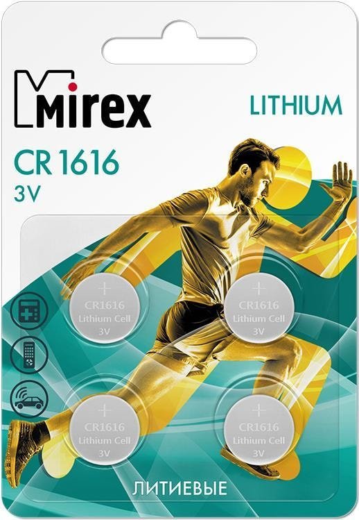 

Батарейка Mirex CR1616 литиевая блистер 4 шт. 23702-CR1616-E4