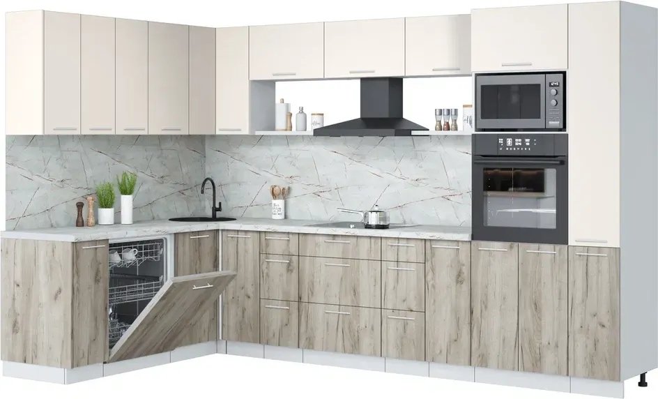 

Готовая кухня Интерлиния Мила Лайт 1.896х3.28 (персидский жемчуг/дуб серый/серый каспий)