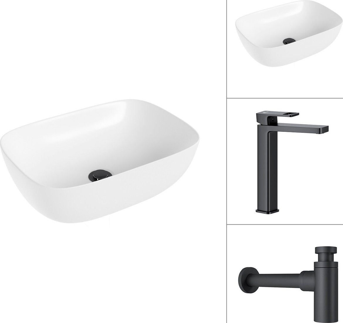 

Умывальник Lauter 21493A + Cascade 21СК0655BS с сифоном 21635B (черный матовый)