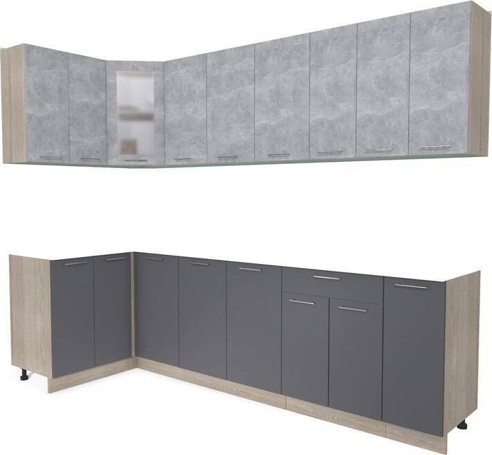 

Готовая кухня Интерлиния Мила 12x27 без столешницы (бетон/антрацит)