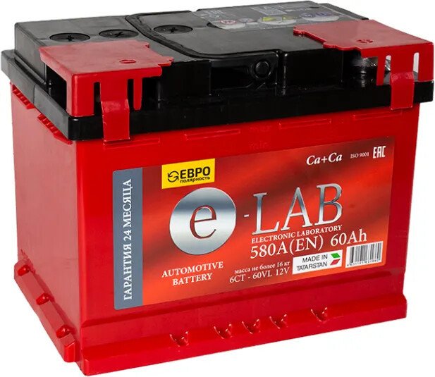 Автомобильный аккумулятор E-Lab 6СТ-60 R+ (60 А·ч)