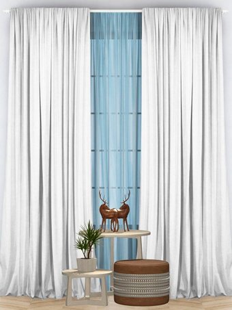 Комплект штор ИП Романович Е.Ю. Бархат на ленте 1.5x2.5 м (молочный, 2 шт)