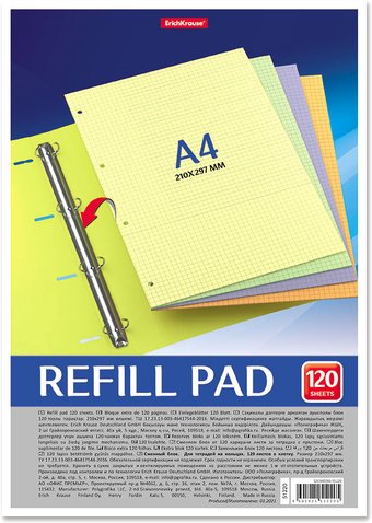Сменный блок листов Erich Krause на кольцаx 120 л клетка 120340165-51220