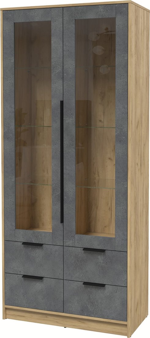 

Шкаф-витрина Интерлиния Концепт КТ-ШВ2 (бетон портленд/дуб золотой)