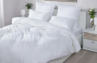 2-спальный комплект постельного белья Loon Stripe (2-спальный, наволочки 50х70, белый)